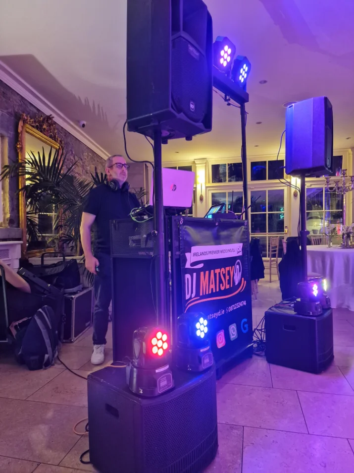 DJ Matsey D setup at Tankardstown House wedding venue Co. Meath
