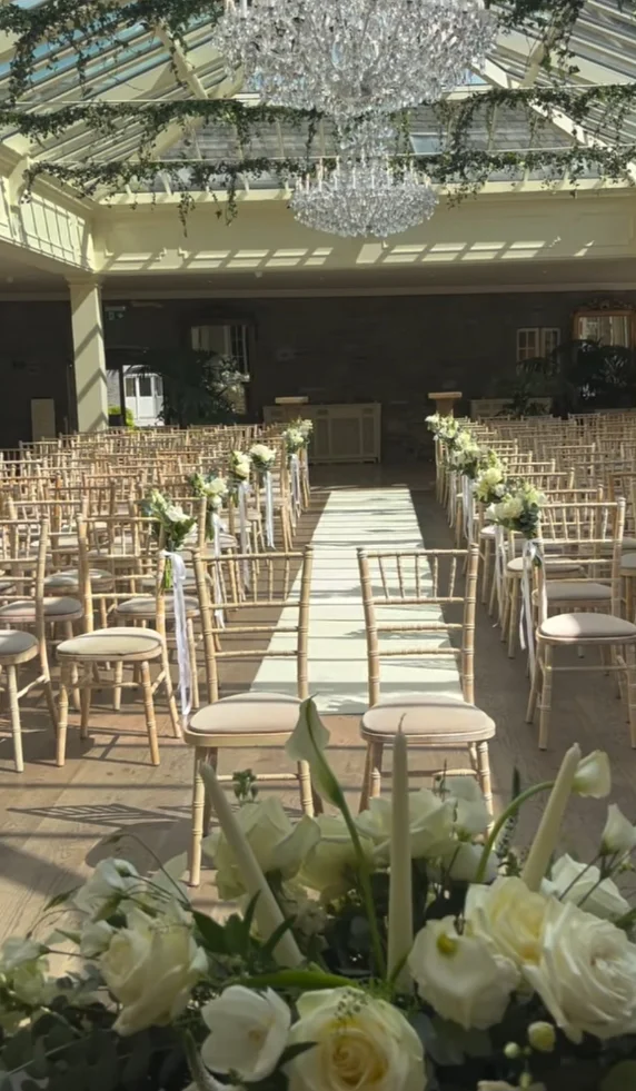 Tankardstown House Orangery wedding ceremony setup second angle — DJ Matsey D Co. Meath