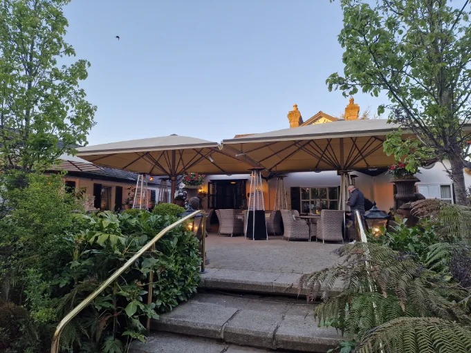 The patio at Station House Hotel Kilmessan — perfect for drinks receptions and wedding photos