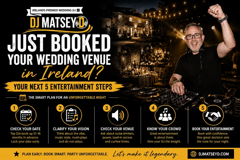 What to do after booking your wedding venue in Ireland — entertainment planning guide